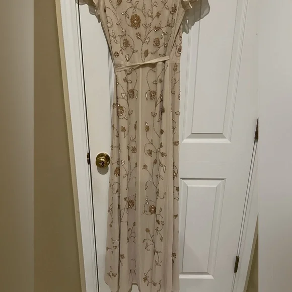 🌺BHLDN Plymouth Wrap Flutter Sleeve Beaded Maxi 👗Gown - Picture 13 of 17